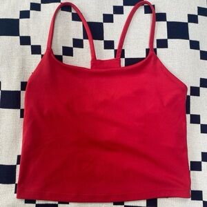 Girlfriend Collective Willa strappy crop top / sports bra in color flame size S